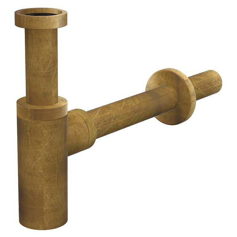 фото Сифон для умывальника Alcaplast A400 ANTIC 1 1/4"/32 цельнометаллический, без выпуска, круглый, бронза