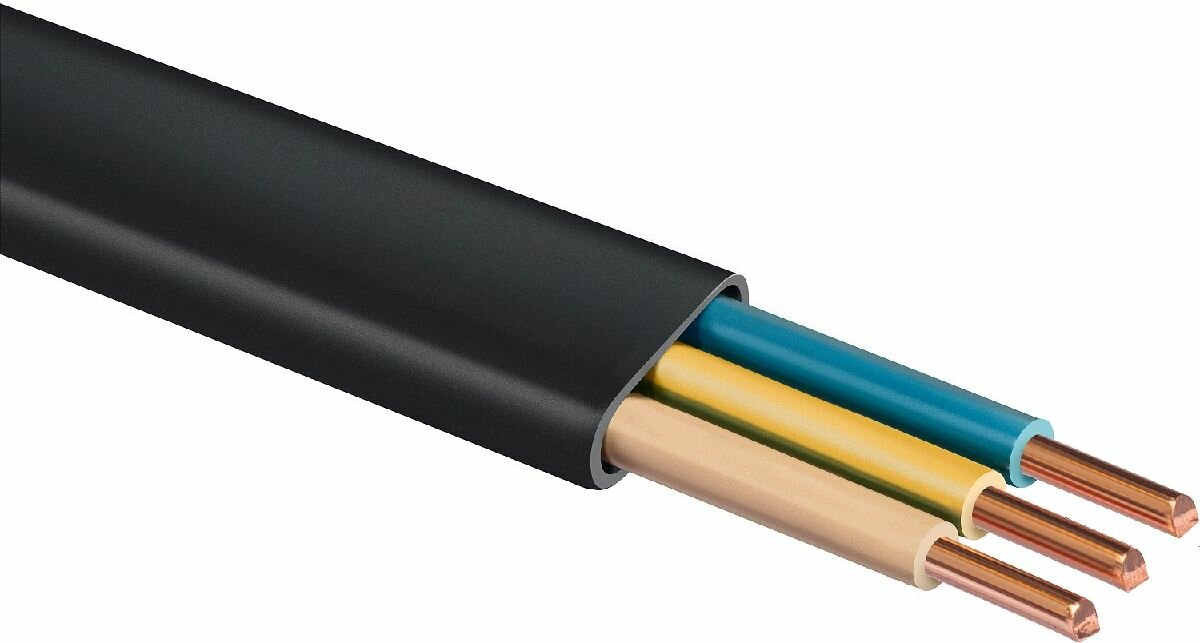 фото ЗУБР ВВГ-П нг(А)-LS 3x1.5 mm2 кабель силовой плоский 50 м, ГОСТ 31996-2012, с пониженным дымо-газовыделением, серия Профессионал (60008-50)
