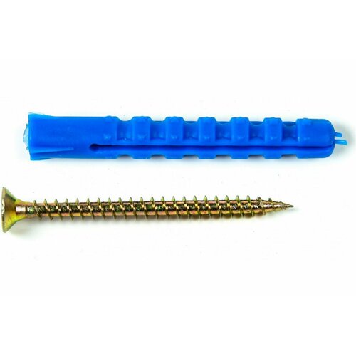 Набор для крепления виртуоз дюбель 6x60 К, шуруп 4x70 потайная головка, желтый цинк, 80 шт. 550-11879