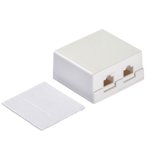 Розетка компьютерная внешняя 2 порта RJ45, неэкранированная, cat.5е, 110/Krone, BC (чистая медь), белая, 1 шт.