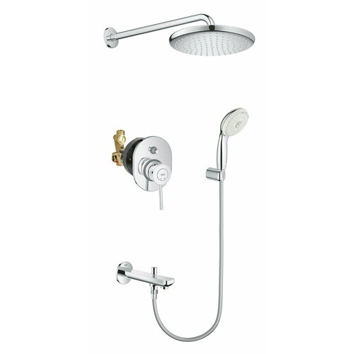 Встраиваемая душевая система с тропическим душем и изливом Grohe BauClassic Professional 250 душевая система с потолочным тропическим душем grohe bauedge new professional 250 хром