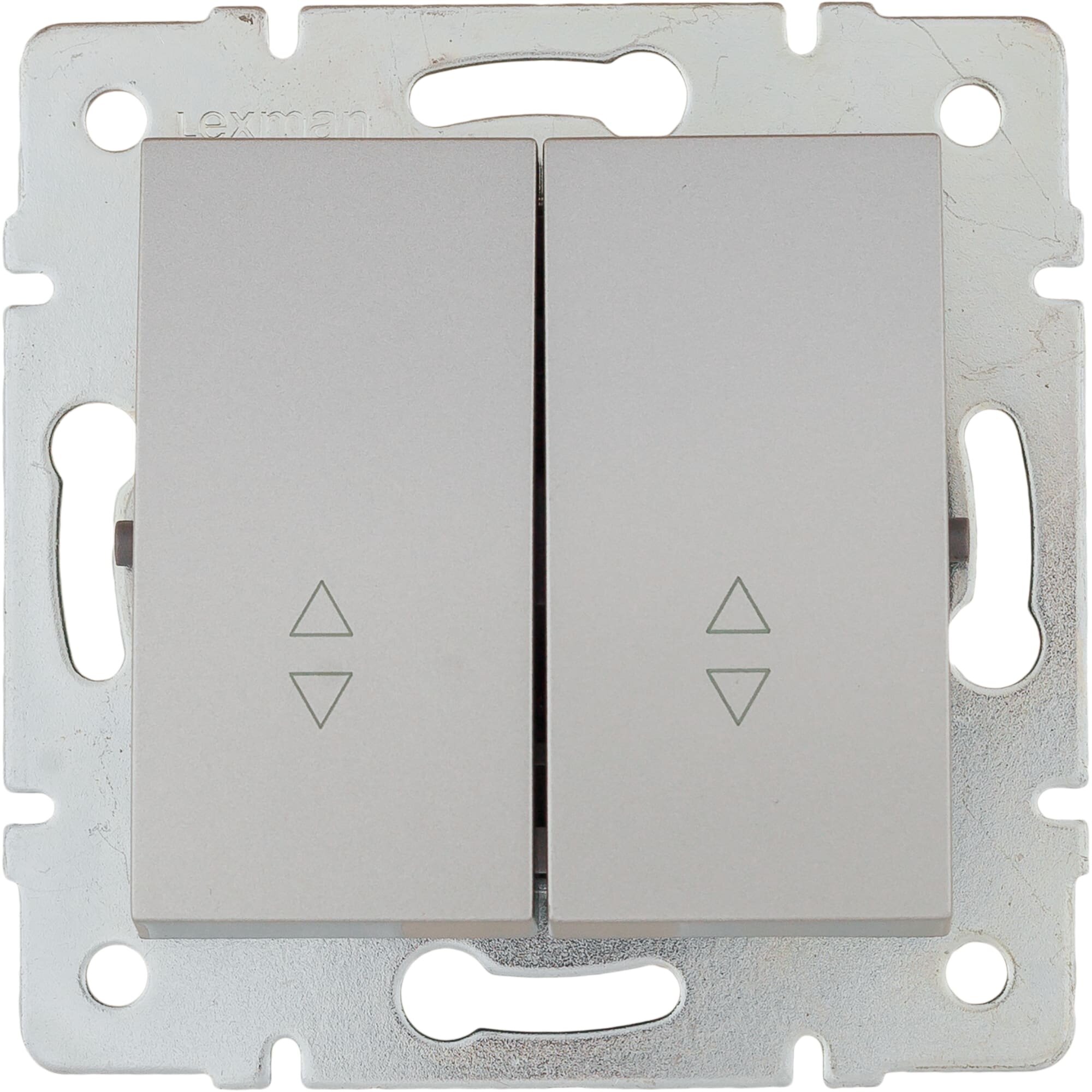 фото Переключатель встраиваемый Lexman Виктория 2 клавиши, цвет серебро матовый