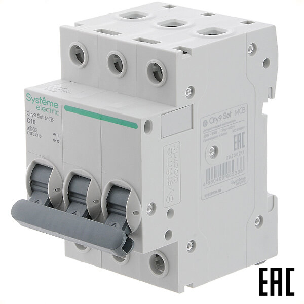 Автоматический выключатель City9 C9F34310 C10А/3п/ 45 кА на Din-рейку Systeme Electric