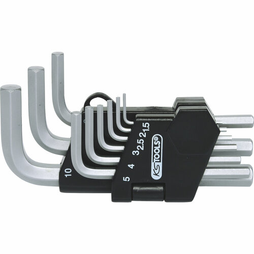 Набор угловых штифтовых ключей 1,5-10 мм с внутренним шестигранником в откидном держателе 9 шт KS Tools