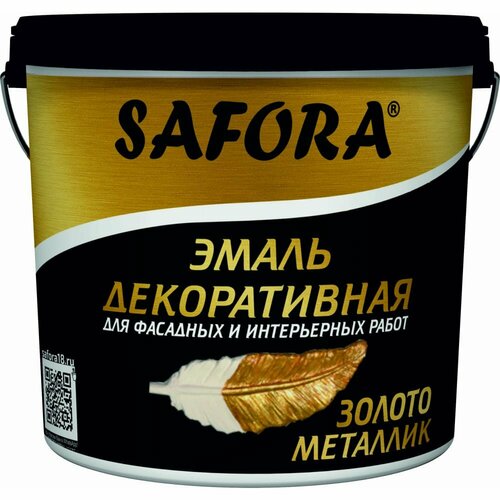 SAFORA Краска декоративная акриловая, эмаль золото, металлизированная 800г ЭМ102/2М