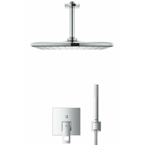 Душевая система с потолочным тропическим душем Grohe Eurocube Rainshower Mono 310 Cube, Германия душевая система с изливом термостатом и тропическим душем grohe grohtherm rainshower mono 310 cube германия