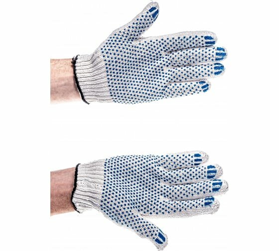 фото Перчатки Gigant, х/б, ПВХ-покрытие точка, 7.5 класс, 5 нитей GGT-03