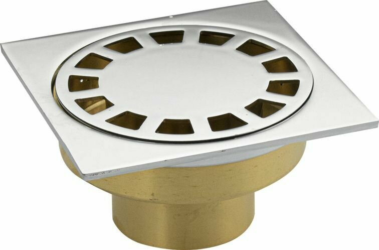 фото Санакс - Трап латунный 100х100 мм, выход 50 мм, вертикальный, нижняя часть - бронза