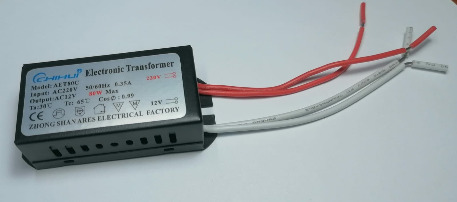 Трансформатор понижающий 80Вт 220В/12В для галогенных ламп IP20