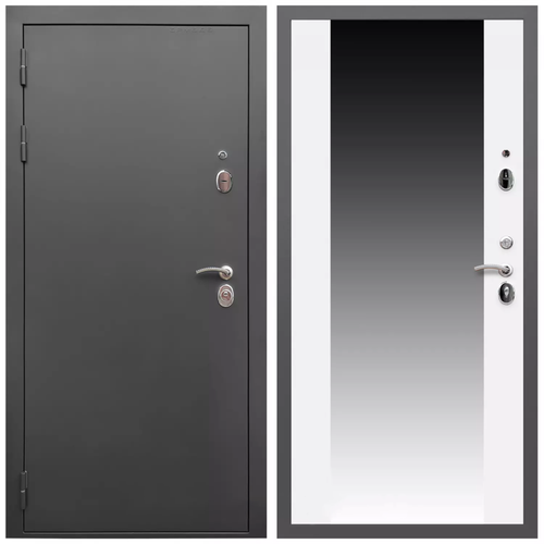 Дверь входная Армада Гарант / СБ-16 Белый матовый МДФ панель 16 мм с зеркалом