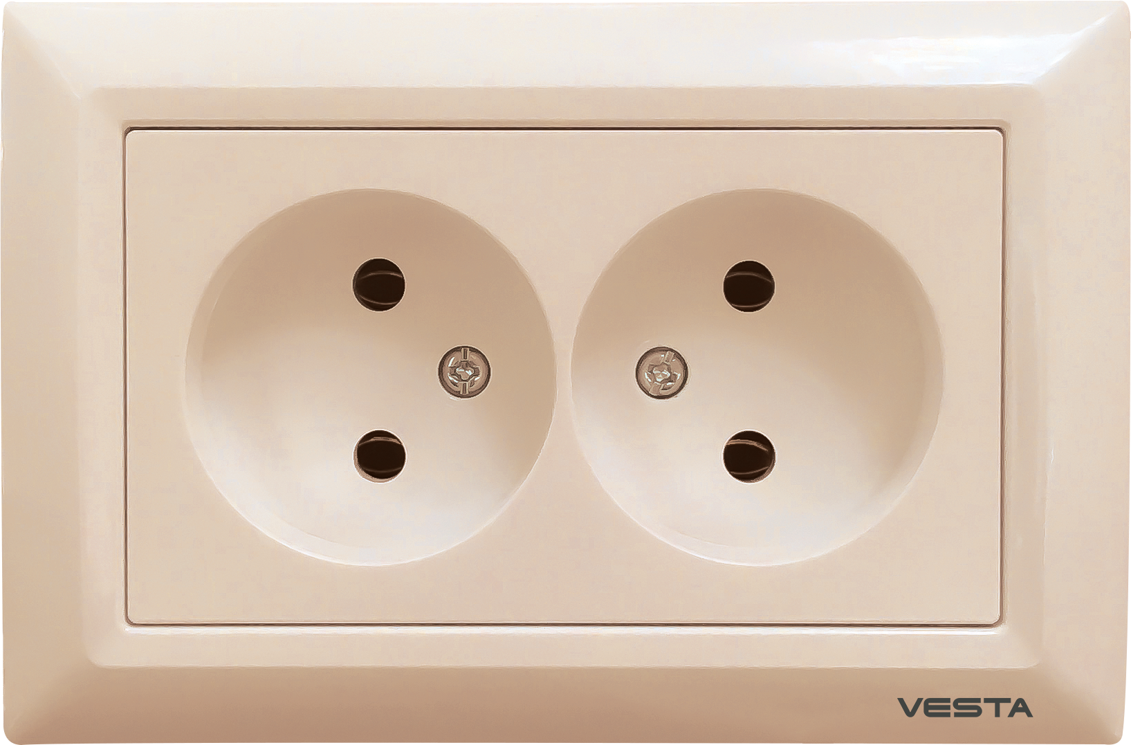 фото Розетка Vesta-Electric Roma кремовый двойная без заземления