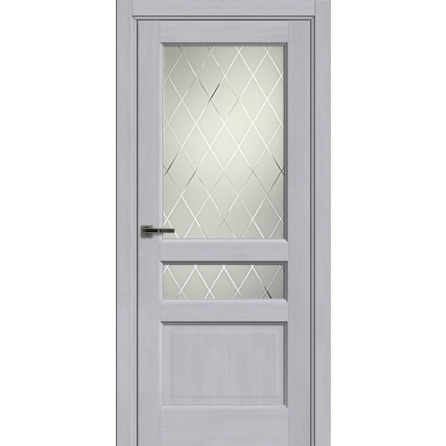 Межкомнатная дверь Краснодеревщик Э34 Кристалл дуб светло-серый