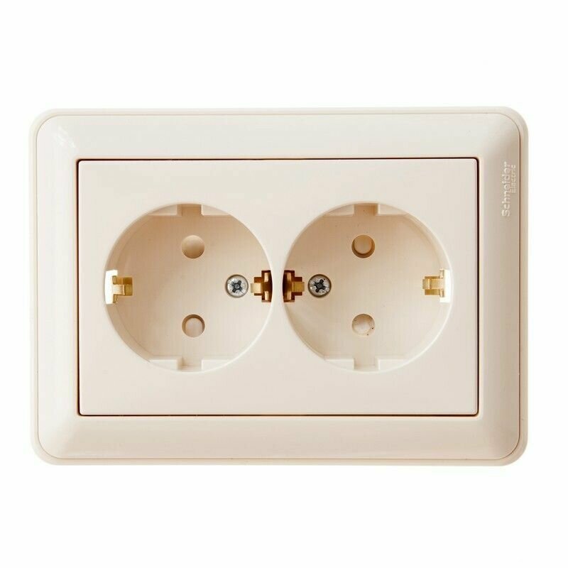 фото Розетка двойная с заземлением со шторками 16А Schneider Electric W59, слоновая кость, RS16-255-28