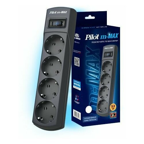 Сетевой фильтр ZIS Surge protector Pilot sG-Max 5 outlets (GP), 15А/3.3 kVt, automatic circuit-breaker, 3 m, gfaphite sinbo do 2 5 kvt