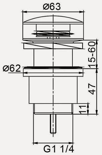 Изображение товара Донный клапан автоматический с переливом 1 1/4 MEGAPLANE, клик-клак для раковины черный