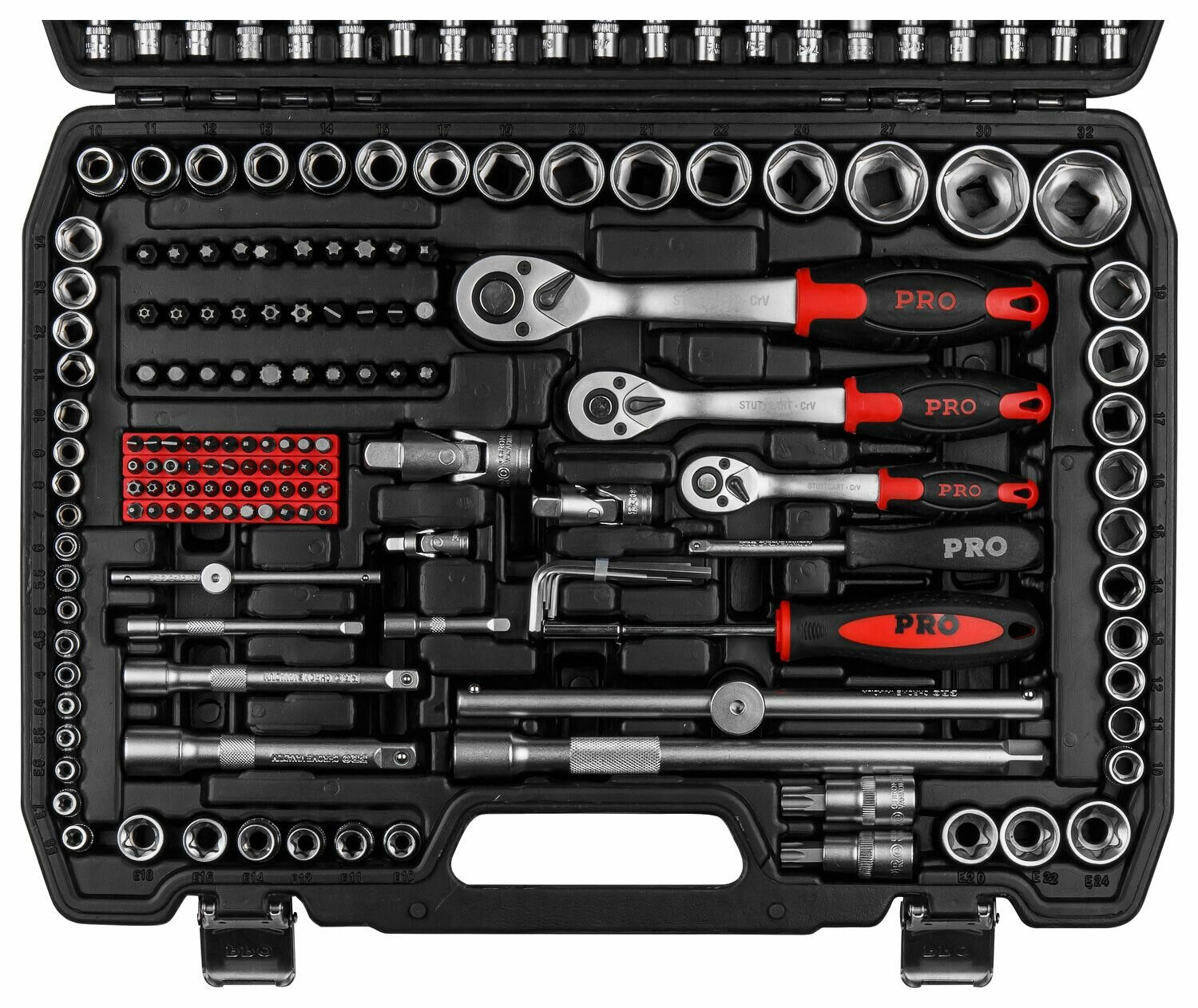 Набор инструментов 1/4", 1/2", 3/8" 6 граней 216 предметов PRO STARTUL Stuttgart (PRO-216S)