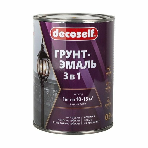 Пуфас Грунт-эмаль 3 в 1 красная (мат.) Decoself (0,9кг)