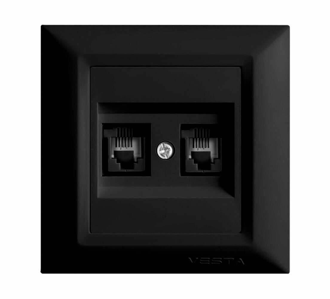 фото Розетка Vesta-Electric Roma для телефонного кабеля двойная Чёрный