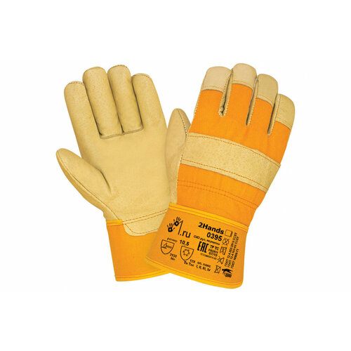 2Hands Перчатки утепленные , свиная кожа/ткань/иск. мех 0395, размер 10.5