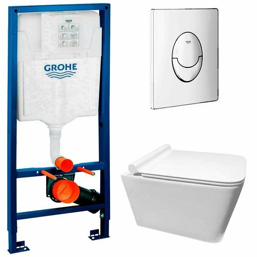 Инсталляция Grohe Rapid SL 38721001 + унитаз Cerutti Maiella aria B-2370-3 безободковый с сиденьем