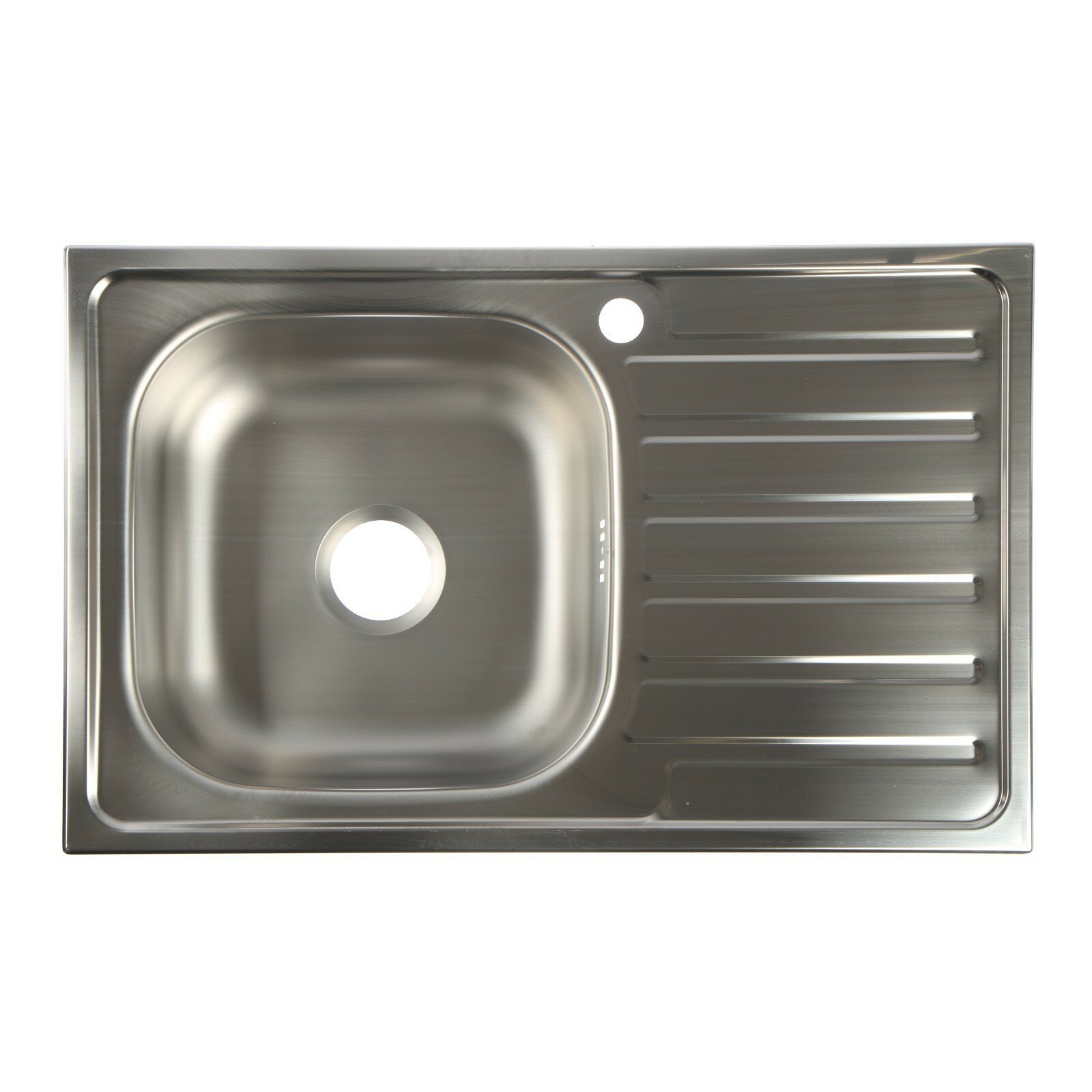 Мойка кухонная, врезная, с сифоном, 76х48 см, левая, нержавеющая сталь 0.6 мм