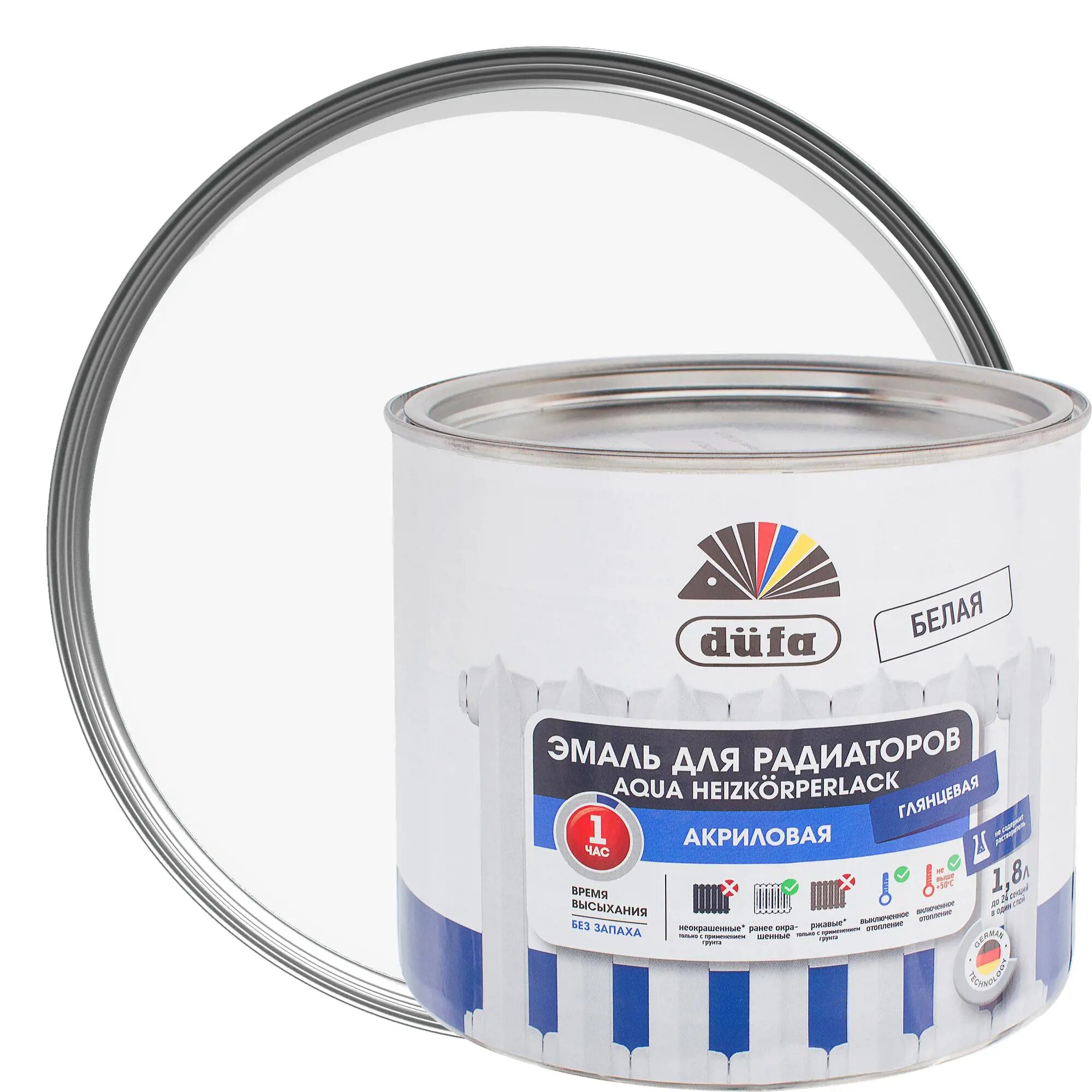 фото Эмаль для радиаторов Dufa Aqua 1.8 л база 1