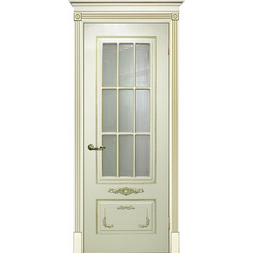 Межкомнатная дверь эмаль слоновая кость / патина золото ( Ral 1013 ) Смальта 09 до