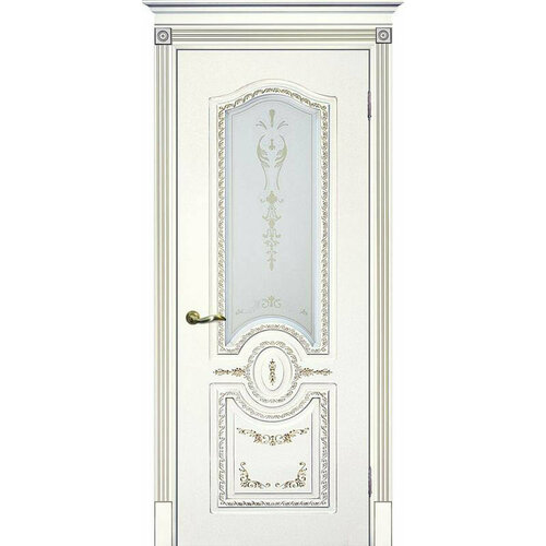 Межкомнатная дверь эмаль белая / патина золото ( Ral 9003 ) Смальта 11 до