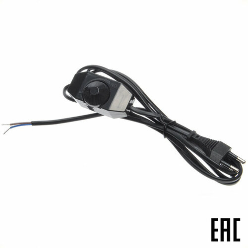 Шнур Rexant 11-1137 с проходным светорегулятором 200Вт 2м армированный вилкой черный сетевой кабель с светорегулятором диммер с вилкой