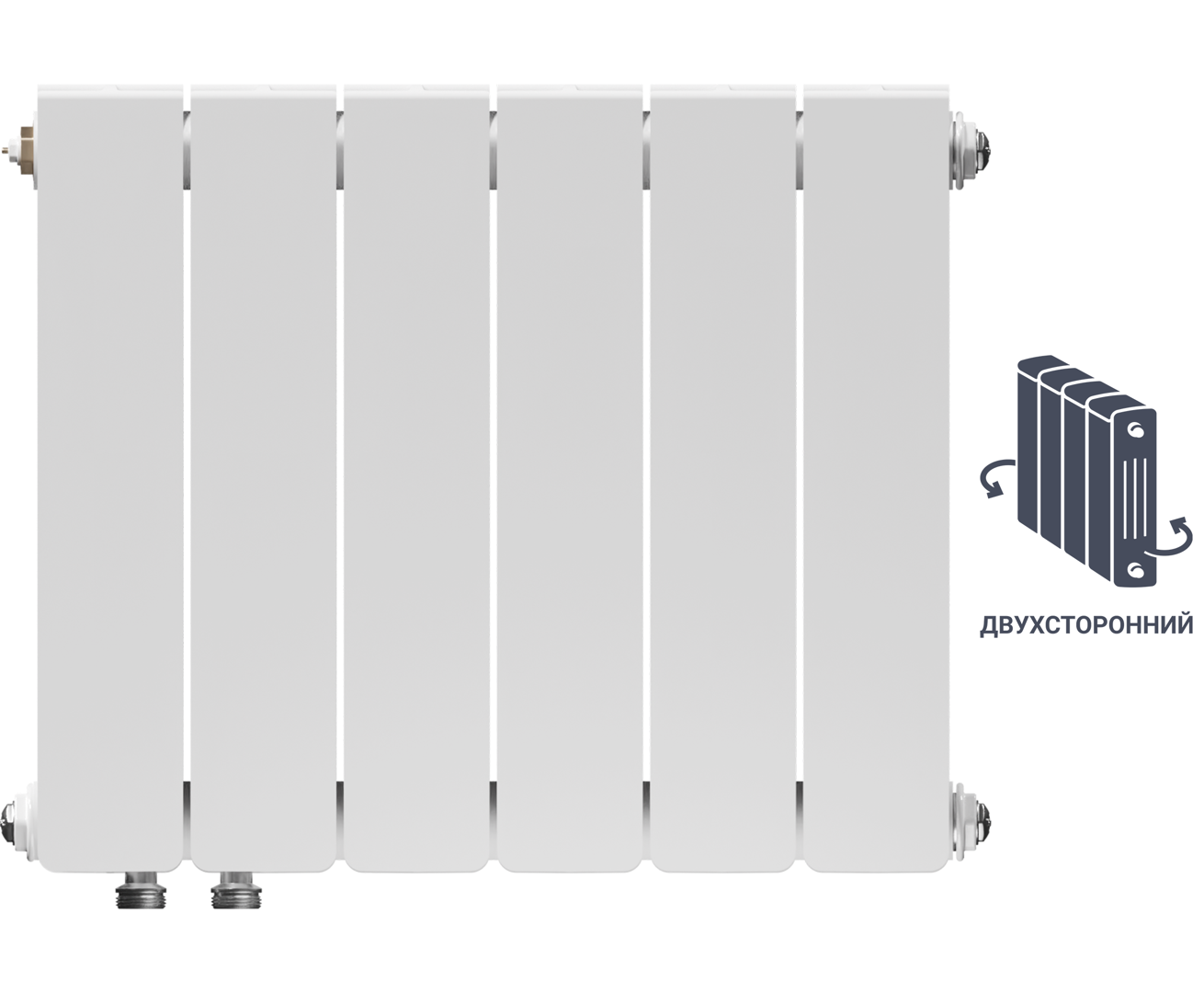 Радиатор Equation 350/90 6 секций двухсторонний нижнее подключение биметалл