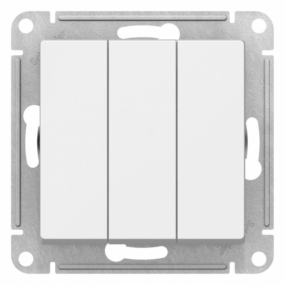 SE AtlasDesign Белый Выключатель 3-кл. сх.1+1+1, 10АХ, механизм