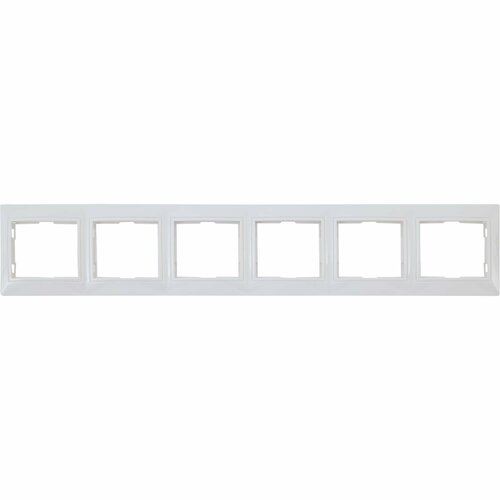 Рамка для розеток и выключателей горизонтальная Таймыр 6 постов, цвет белый
