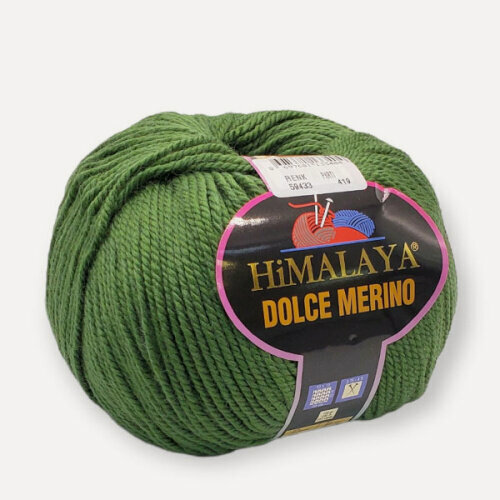 Изображение товара Пряжа HiMALAYA "DOLCE MERİNO" 50% Шерсть мериноса, 50% Микрофибра, 100гр/230м, (59433 Зеленый папоротник) 1 упаковка (10 мотков)