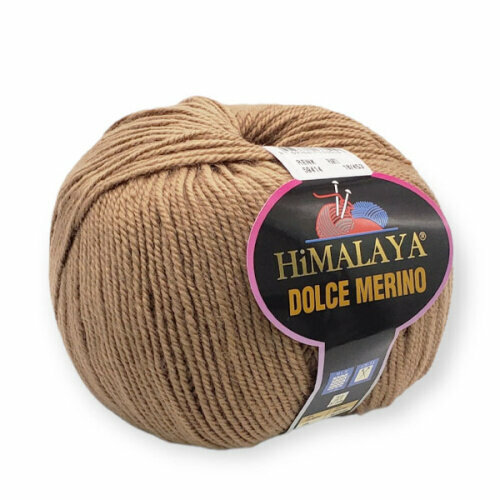 фото Пряжа himalaya "dolce meri̇no" 50% шерсть мериноса, 50% микрофибра, 100гр/230м, (59414 светло-коричневый) 1 упаковка (10 мотков)