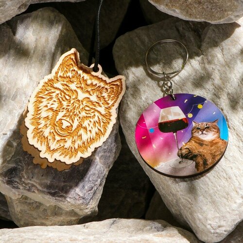 Grand Caratt Набор деревянная подвеска Волк Брелок Кот 413₽