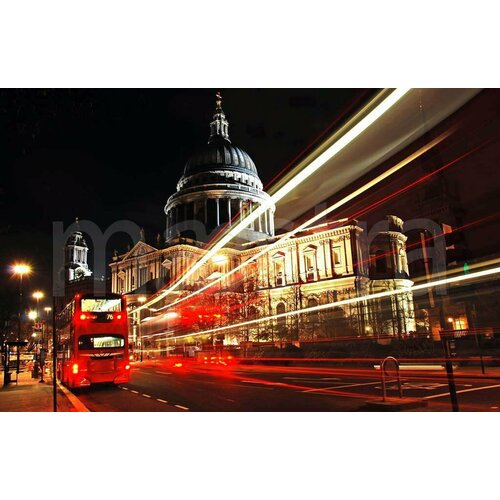 Фотообои Красный автобус в Лондоне 275x425 (ВхШ), бесшовные, флизелиновые, MasterFresok арт 3-119