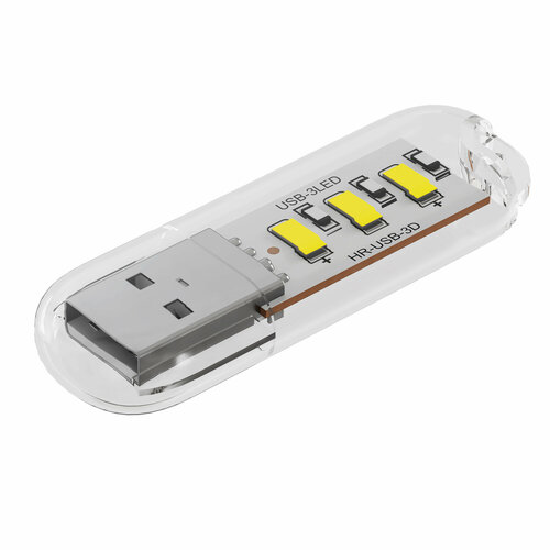 фото Компактный светодиодный usb светильник для ноутбука 3led gsmin b41 холодный свет, 3-5в (белый)