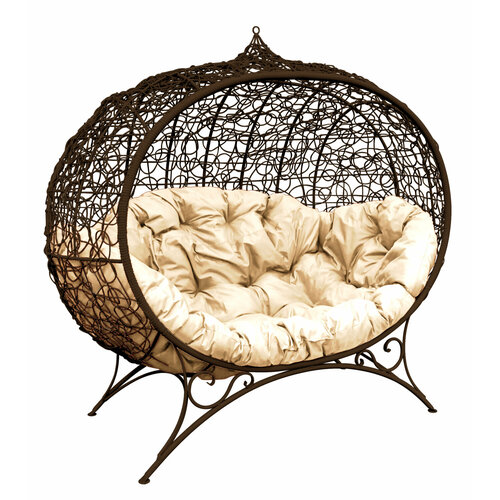 Диван M-group улей на ножках с ротангом коричневый бежевая подушка 37950₽