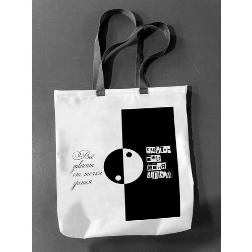 фото Сумка шоппер фулпринт, черный, белый