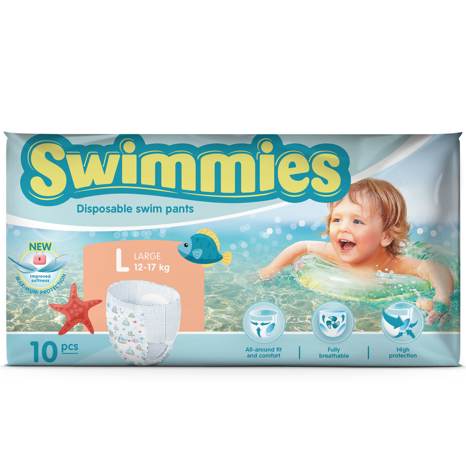 Трусики для плавания Helen Harper 271604 Swimmies L (12-17 кг) 10 шт