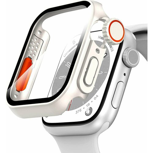 Защитное стекло с бампером Apple Watch S7S8S9 45mm в стиле Watch Ultra Silver 1014₽