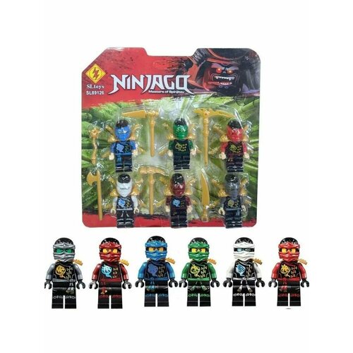 Набор, (фигурки 12 в одном) человечки с оружием ниндзяго дракон / Минифигурки из 6 человечков из игры Ниндзяго Ninjago ниндзяго 6 фигурок халк ниндзяго робот железный человек ниндзя слайм ниндзя атака супергерои