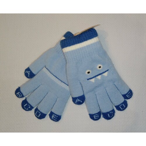 фото Перчатки kim lin демисезонные, шерсть, размер 4-6 лет, голубой