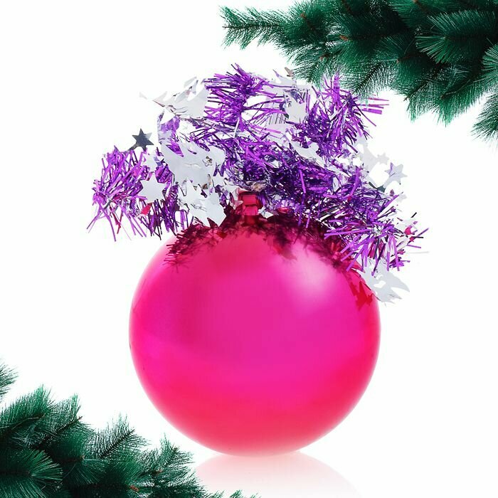 Шар елочный Сюрприз 85 мм розовый глянцевый