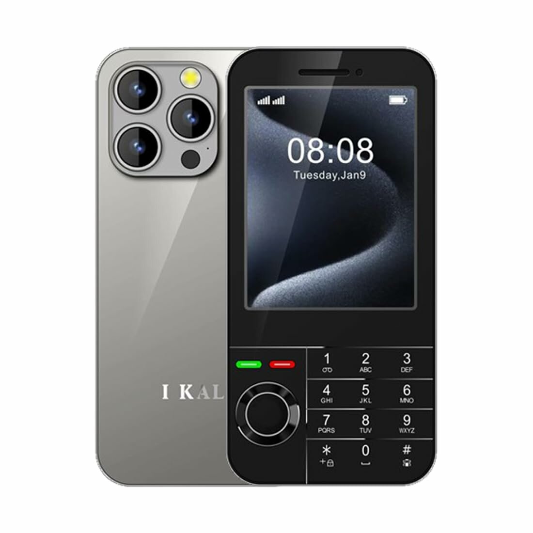Кнопочный телефон i15 Pro, 2 сим, 3000mAh, 3.5' дисплей, Серый