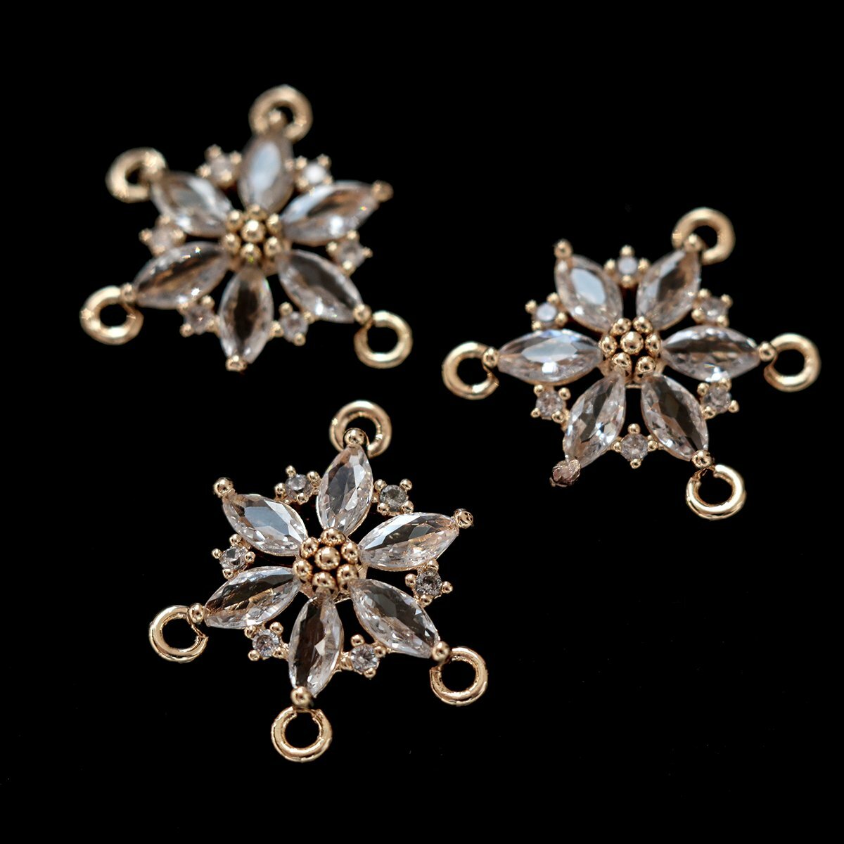 Коннектор для бижутерии 1 шт. / фурнитура для украшений, позолота/циркон, 18x16x4 мм