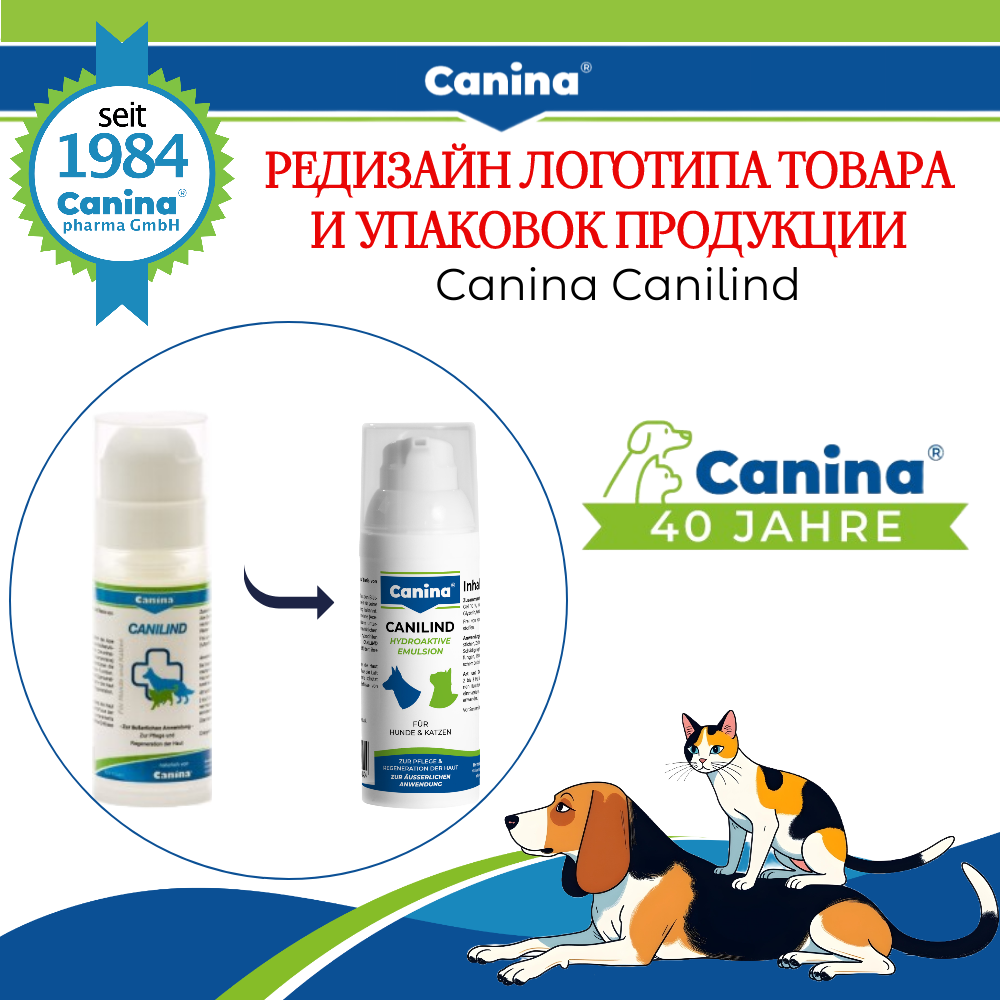 Ранозаживляющие Препараты Средство Canina Canilind для ухода за кожей и стимуляции ранозаживления для домашних животных кошек и собак, от царапин, ссадин, ран, ожогов, при трещинах и зуде на коже, 50 мл.