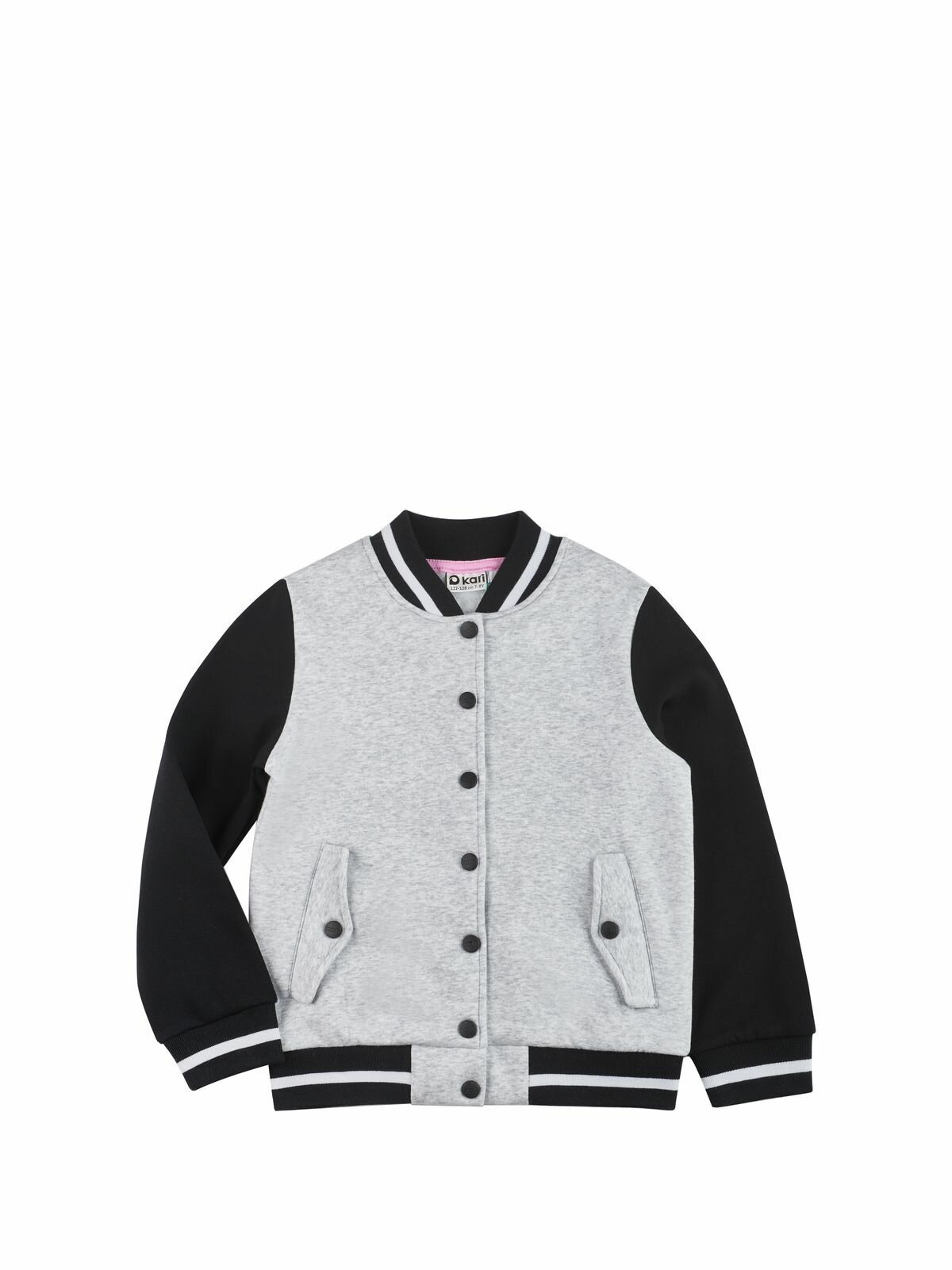 Бомбер kari, размер 7-8, серый, черный — фото 1