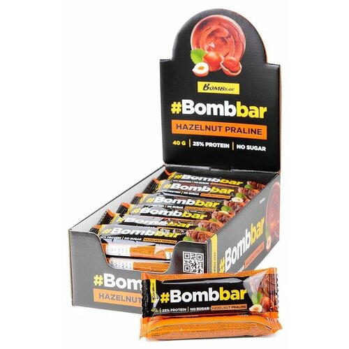 Bombbar Батончик глазированный (30 шт в уп) Упаковка 40 г Фундучное пралине