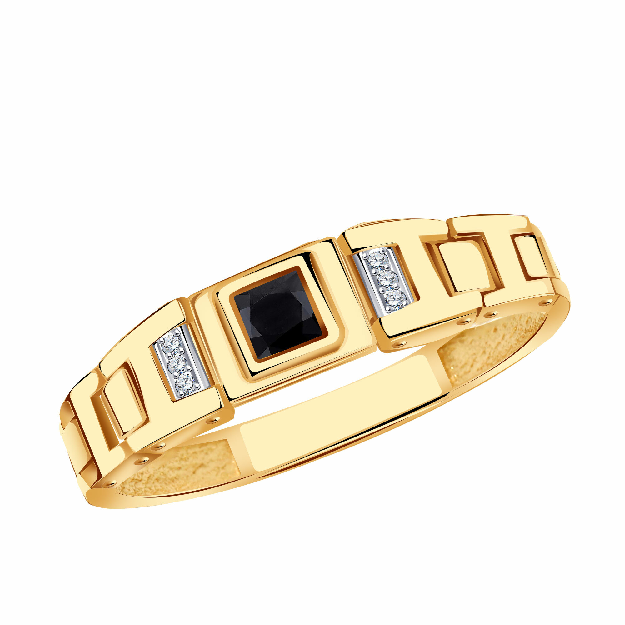 Печатка Diamant online, красное золото, 585 проба, циркон, размер 18, черный